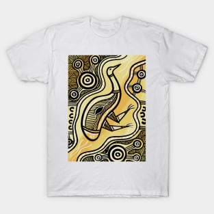 Aboriginal Art - Emu Gold T-Shirt